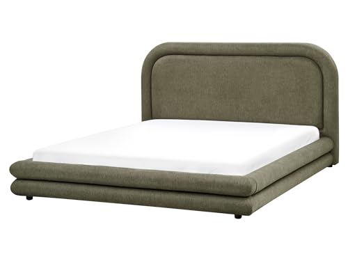Beliani Polsterbett Leinenoptik grün mit Lattenrost 160x200 cm hohes Kopfteil Lavardens Beliani Polsterbett Leinenoptik grün mit Lattenrost 160x200 cm hohes Kopfteil Lavardens von Beliani