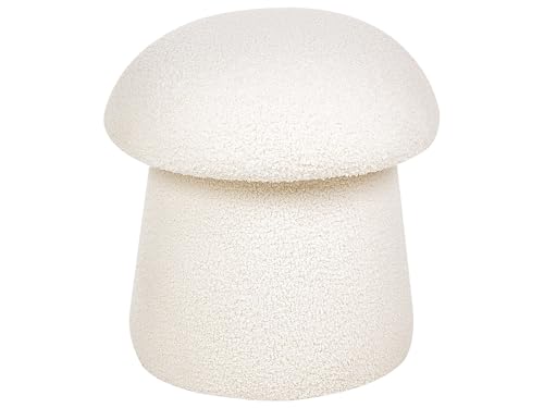Beliani Pouf Hocker Stoffbezug Bouclé weiß rund ⌀ 45 cm Polsterhocker 36 cm hoch Tioga von Beliani