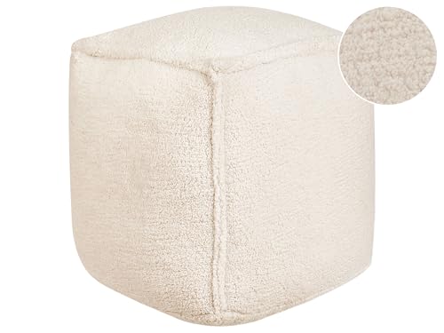 Beliani Pouf Kissen Quadratisch 40 x 40 x 40 cm Polyester und Jute Hellbeige Alipur von Beliani