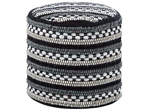 Beliani Pouf Sitzpouf Fußablage weiß schwarz Boho Guntur von Beliani