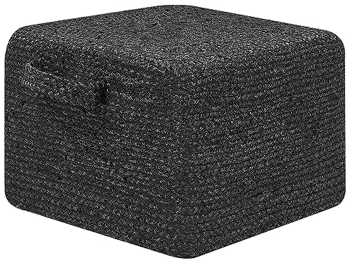 Beliani Pouf aus Jute schwarz 45x45x30 cm Sitzhocker im Boho Stil Dhadar von Beliani