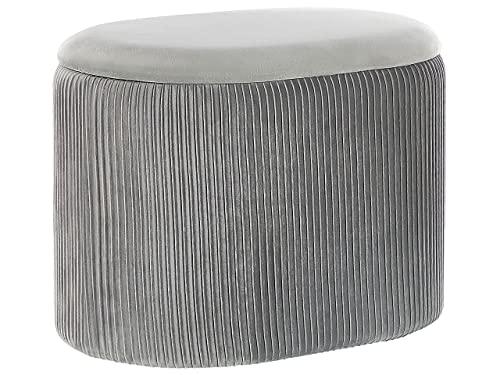Beliani Pouf mit Stauraum Samtstoff Hellgrau oval 55x35 cm plissiert Modern Richland Beliani Pouf mit Stauraum Samtstoff Hellgrau oval 55x35 cm plissiert Modern Richland von Beliani