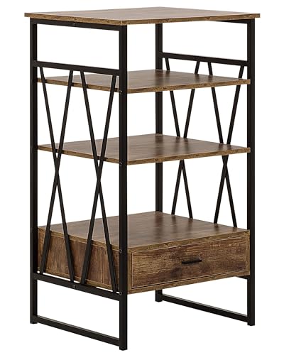 Beliani Regal braun Holzoptik 1 Schublade Faserplatte Keene von Beliani