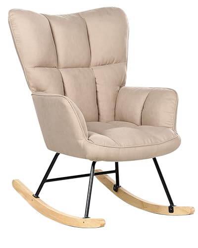 Beliani Schaukelsessel aus Stoff beige gepolstert Schaukelstuhl modern gemütlich Oulu von Beliani