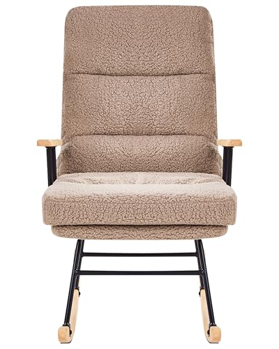 Beliani Schaukelstuhl Bouclé-Polsterung Teddy Rückenlehne Metall und Gummi Holz Beine Wohnzimmer Beige Eskelin Beliani Schaukelstuhl Bouclé-Polsterung Teddy Rückenlehne Metall und Gummi Holz Beine Wohnzimmer Beige Eskelin von Beliani