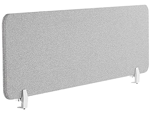 Beliani Schreibtisch Trennwand Akustik Polster hellgrau 130 x 40 cm Schallschutz Wally von Beliani