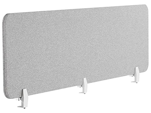 Beliani Schreibtisch Trennwand Akustik Polster hellgrau 180 x 40 cm Schallschutz Wally von Beliani
