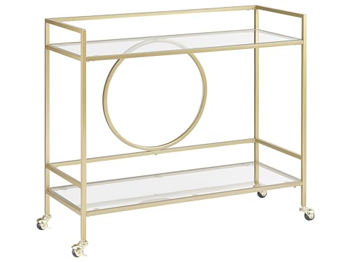 Beliani Servierwagen Glasplatte transparent/Gold mit Rollen glamourös Kerry von Beliani