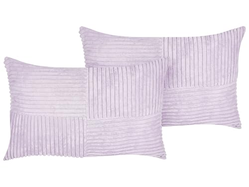 Beliani Set aus 2 dekorative Kissen aus Cord 50 x 30 cm Violett Millet von Beliani