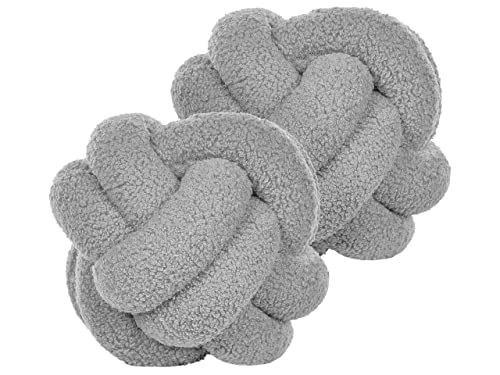 Beliani Set aus 2 modernen Boucle Deko Knoten Kissen Grau 19 x 19 cm Malni Beliani Set aus 2 modernen Boucle Deko Knoten Kissen Grau 19 x 19 cm Malni von Beliani