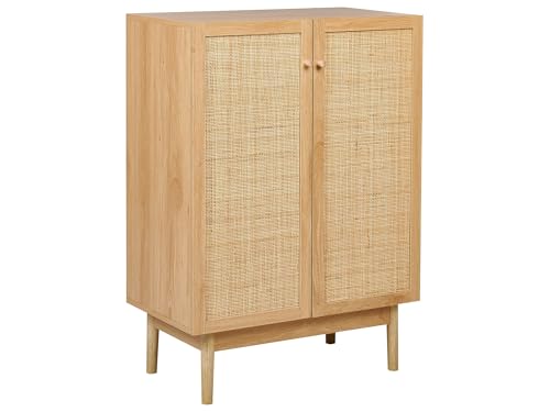 Beliani Sideboard 2 Türen Regalböden Spanplatte Kiefer helle Rattanfront Boho rustikal Stil Nivo Beliani Sideboard 2 Türen Regalböden Spanplatte Kiefer helle Rattanfront Boho rustikal Stil Nivo von Beliani
