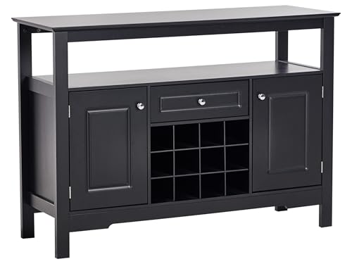 Beliani Sideboard mit Weinregal und Türen schwarz Vitrine Timboon von Beliani