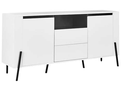 Beliani Sideboard weiß/schwarz mit 2 Schubladen 2 Türen 1 Fach modern Blackpool von Beliani
