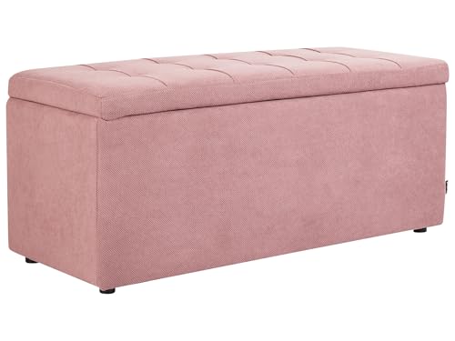 Beliani Sitzbank Stoff rosa mit Stauraum 100 x 40 cm rechteckig gepolstert Hocker Orem von Beliani