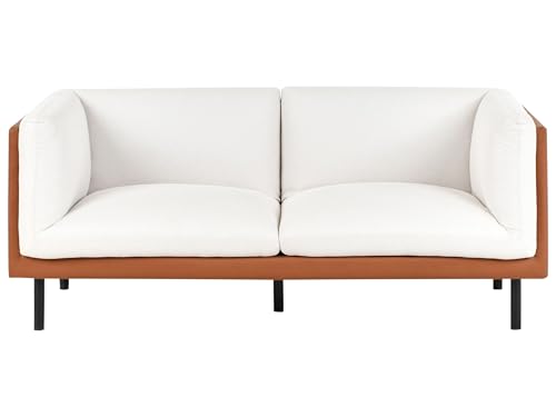Beliani Sofa Kunstleder Stoff braun/Creme weiß 2-Sitzer gepolstert Vorgod von Beliani