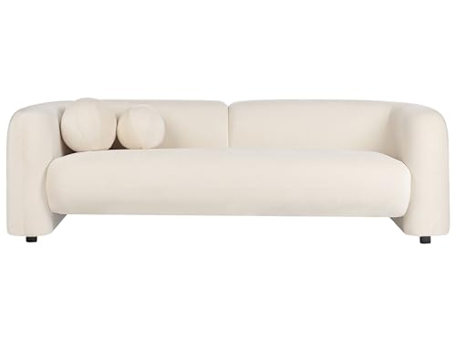 Beliani Sofa Samtstoff Creme weiß 3-Sitzer mit Dekokissen modern für Wohnzimmer Leiren Beliani Sofa Samtstoff Creme weiß 3-Sitzer mit Dekokissen modern für Wohnzimmer Leiren von Beliani