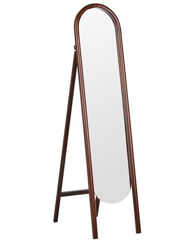 Standspiegel mit Rahmen Paulowniaholz dunkelbraun 30 x 150 cm klappbar Chelles von Beliani