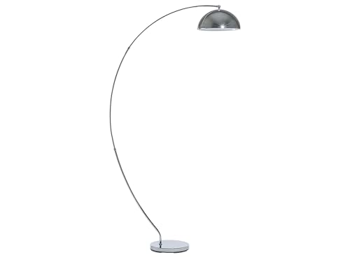 Bogen-Stehlampe Metall silber verchromt geschwungen runder Schirm 188 cm Kama von Beliani