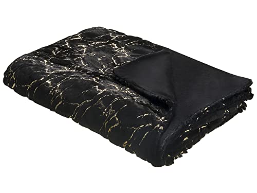 Tagesdecke Marmor-Design schwarz gold 130 x 180 cm modern glamourös Godavari von Beliani