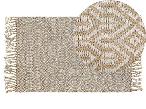 Teppich beige Jute u. Baumowlle rechteckig 50x80 cm zweiseitig Boho Stil Pozanti von Beliani
