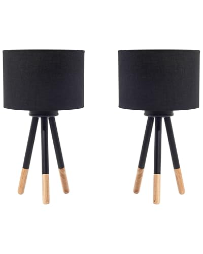 Beliani Tischlampe Schwarz 2er Set 40 cm drei Beine skandinavisch Tobol von Beliani