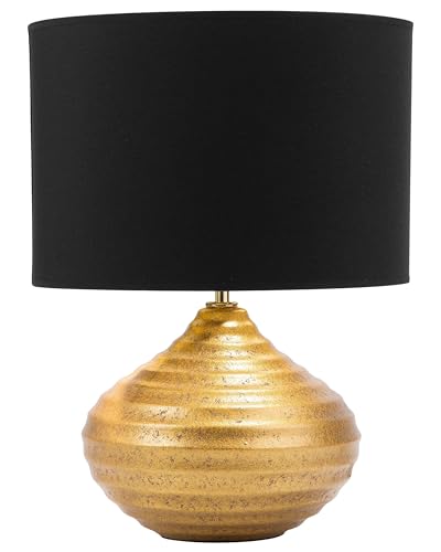 Tischlampe im Glamour Stil Keramik/Poly-Baumwolle gold/schwarz Kuban von Beliani