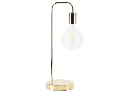 Tischlampe im industriellen Stil Lampenschirm als Glühbirne gold Savena von Beliani