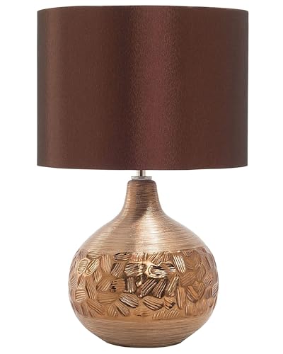 Tischlampe im orientalischen Stil Kunstseide/Metall braun/kupfer Yakima von Beliani