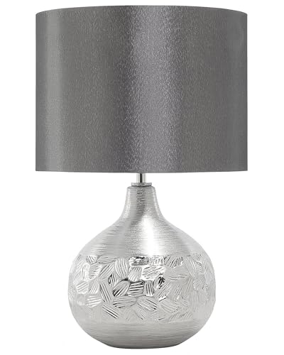 Tischlampe im orientalischen Stil Kunstseide/Metall grau/silber Yakima von Beliani