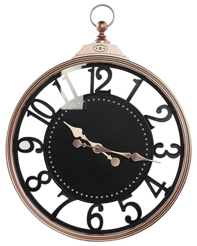 Beliani Traditionelle Wanduhr schwarz/kupferfarben ø 44 cm rund arabische Ziffern Alloza von Beliani