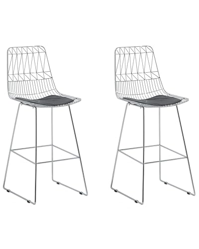 Beliani Trendy Barstühle aus silbernem, pulverbeschichtetem Metall im praktischen 2er Set Preston von Beliani