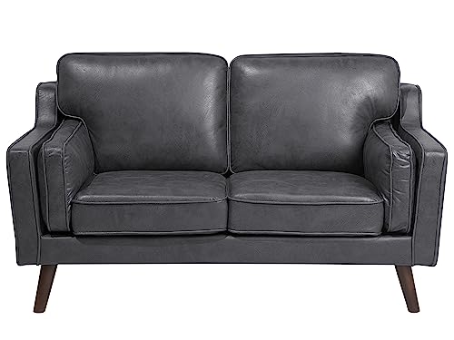 Beliani Trendy Sofa in Lederoptik in Grau Polstersofa 2-Sitzer Lokka von Beliani
