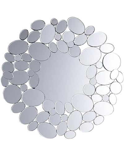 Trendy Wandspiegel im Glamour Stil rund dia. 70 cm silber Limoges von Beliani