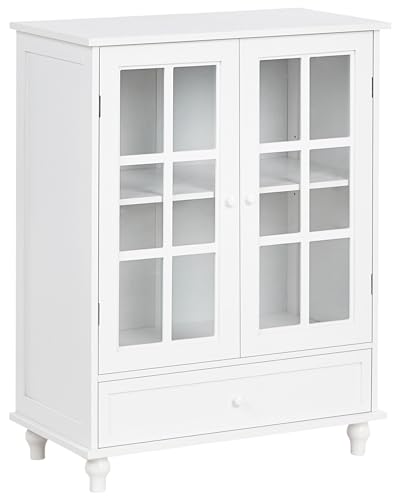 Beliani Vitrine mit 2 Glastüren weiß mediterraner Stil MDF Wohnzimmerschrank Carlet Beliani Vitrine mit 2 Glastüren weiß mediterraner Stil MDF Wohnzimmerschrank Carlet von Beliani