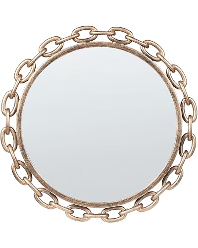 Beliani Wandspiegel rund Gold ø 46 cm mit Kettenrahmen moderner Stil Yebra Beliani Wandspiegel rund Gold ø 46 cm mit Kettenrahmen moderner Stil Yebra von Beliani