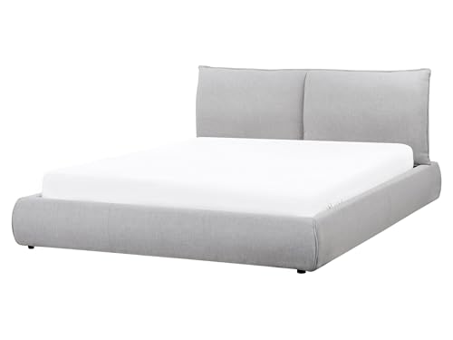 Beliani Wasserbett Stoff hellgrau 160 x 200 cm mit gepolstertem Kopfteil Matratze Vinay von Beliani