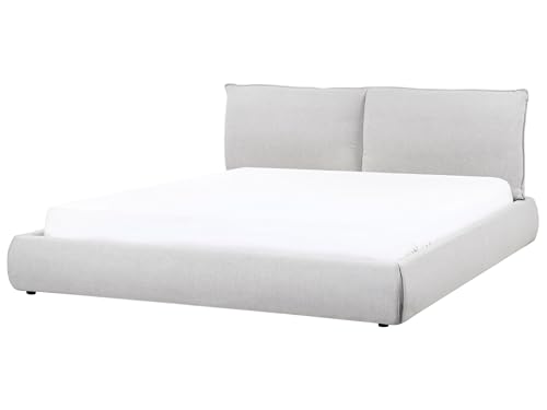 Beliani Wasserbett Stoff hellgrau 180 x 200 cm mit gepolstertem Kopfteil Matratze Vinay von Beliani