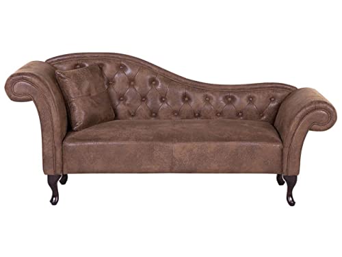 Bequeme Chaiselongue Kunstleder linksseitig hellbraun Lattes von Beliani