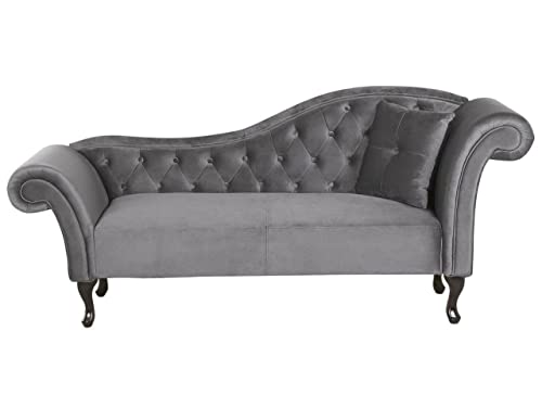 Bequeme Chaiselongue Samtstoff rechtsseitig grau Lattes von Beliani