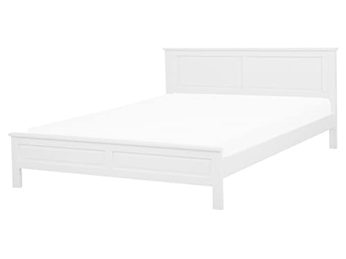 Bett aus Kiefernholz in Weiß mit Lattenrost 160 x 200 cm Holzbett Olivet von Beliani