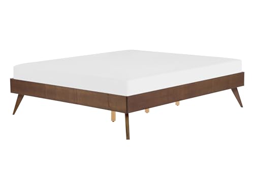 Bett mit hohen Beinen Lattenrost 140 x 200 cm Holzoptik dunkelbraun Berric von Beliani