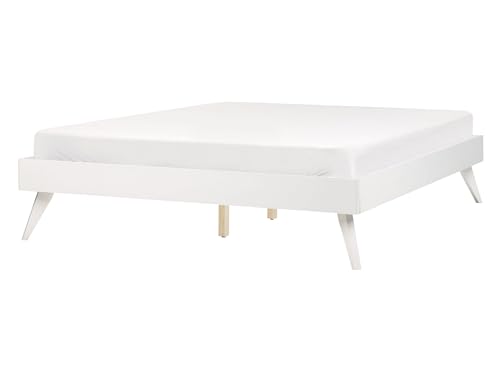 Bett mit hohen Beinen Lattenrost 140 x 200 cm weiß Doppelbett klassisch Berric von Beliani