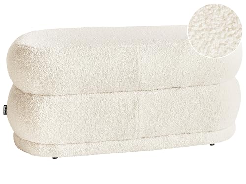 Bettbank Bouclé weiß 90 cm Teddy-Optik gesteppt Sitzbank glamourös Ellendale von Beliani