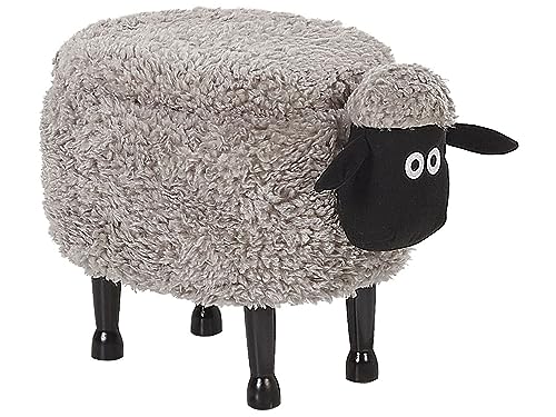 Bezaubernder Hocker für Kinder in Schaf-Form grau Felloptik mit Stauraum Sheep von Beliani