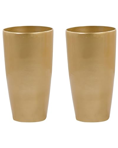 Blumentopf 2er Set Steingemisch Gold 32x32x58 cm rund moderner Look Tseria Blumentopf 2er Set Steingemisch Gold 32x32x58 cm rund moderner Look Tseria von Beliani