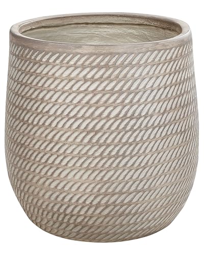 Blumentopf beige Taupe verwaschen rund ⌀ 39 cm niedrig Seiloptik modern Livadia Blumentopf beige Taupe verwaschen rund ⌀ 39 cm niedrig Seiloptik modern Livadia von Beliani