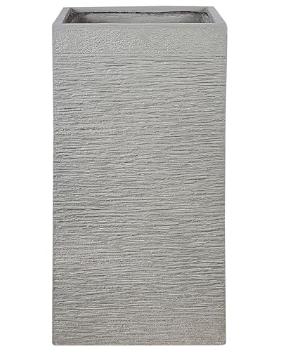 Blumentopf beige taupe quadratisch 40 x 40 cm mit Loch modern 77 cm hoch DION von Beliani