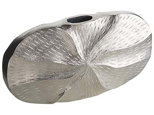 Blumenvase Aluminium silber 21 cm Handarbeit Dekoration edel Urgench von Beliani