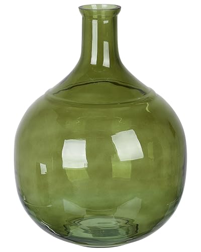 Blumenvase Glas grün 34 cm Tischdeko Ballonvase Flaschenvase Boho Modern Achaar von Beliani