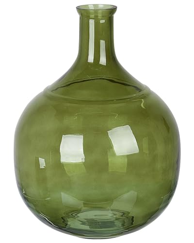 Blumenvase Glas grün 34 cm Tischdeko Ballonvase Flaschenvase Boho Modern Achaar von Beliani